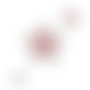 Bouton pression fleur métal strass rouge