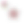 Bouton pression fleur métal strass rouge