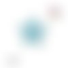 Bouton pression fleur métal strass turquoise