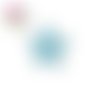 Bouton pression fleur métal strass turquoise