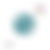 Bouton pression fleur métal émail turquoise et strass