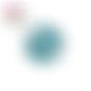 Bouton pression fleur métal émail turquoise et strass
