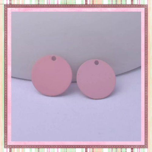 X2 breloques petit cercle rose laiton 12mm