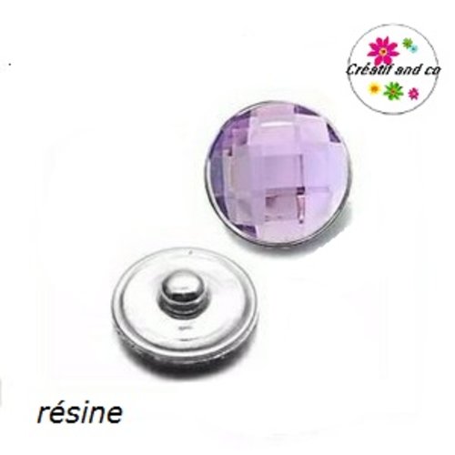 Bouton pression à facette parme résine