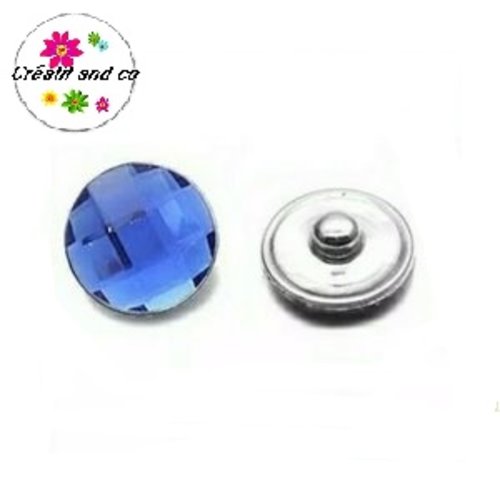 Bouton pression à facette bleu roi résine