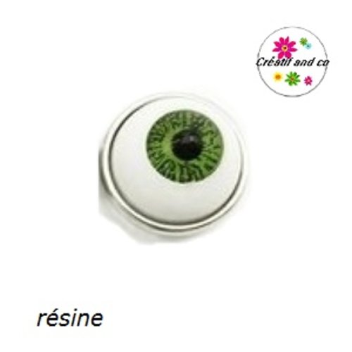 Bouton pression oeil iris couleur vert résine