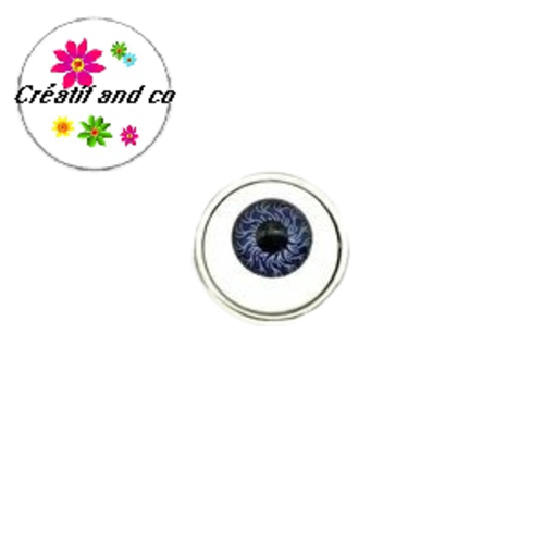 Bouton pression oeil iris couleur bleu foncé résine