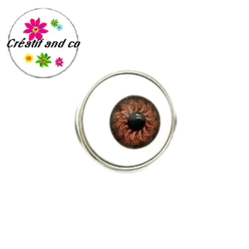 Bouton pression oeil iris couleur marron résine