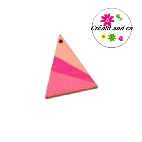 Pendentif triangle bois motif graphique 39mm