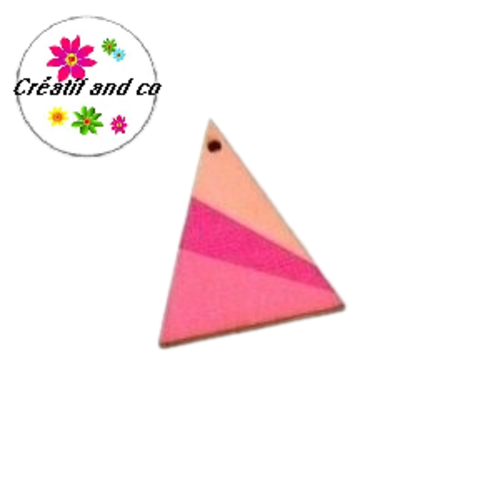 Pendentif triangle bois motif graphique 39mm