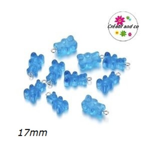 Breloque ourson bleu roi translucide