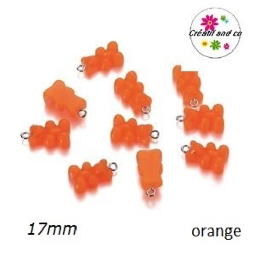 Breloque ourson translucide orange