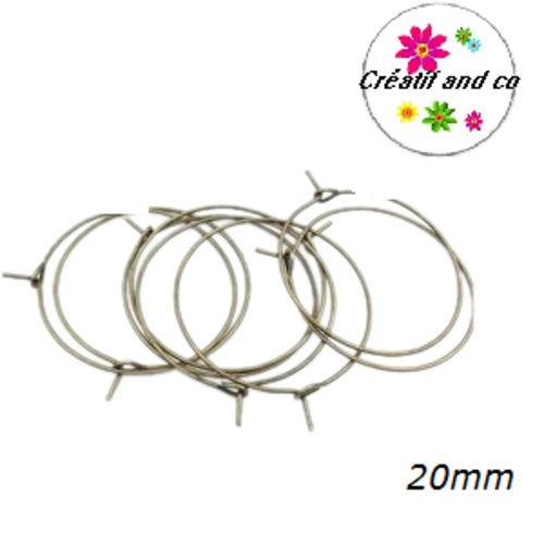 X4 créoles anneaux bronzes 20mm