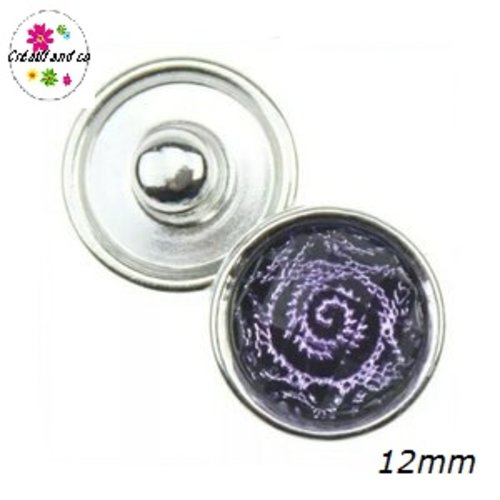 Bouton pression parme/noir résine 12mm