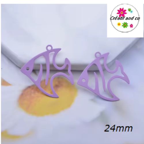 Breloque estampe poisson parme 24mm