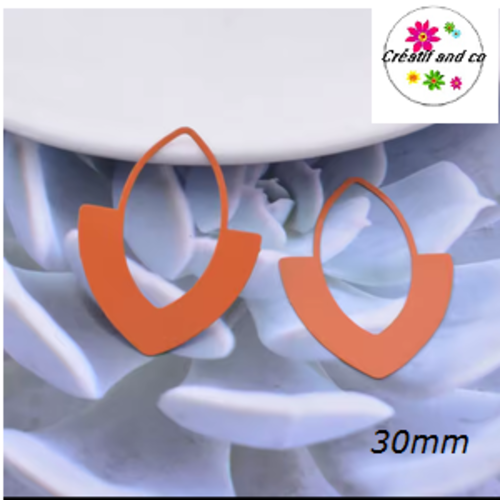 Breloque estampe ellipse orange 30mm