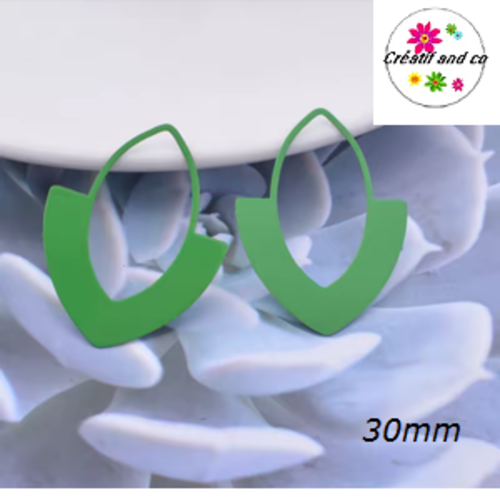 Breloque estampe ellipse verte 30mm