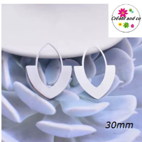 Breloque estampe ellipse argent 30mm