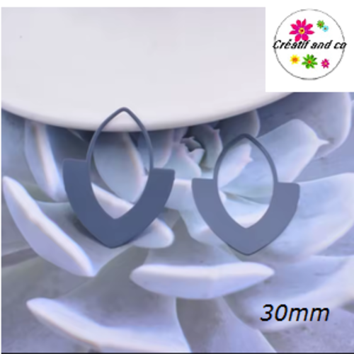 Breloque estampe ellipse grise 30mm