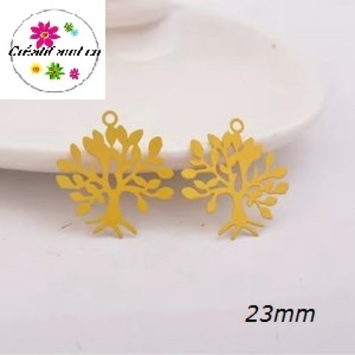 Breloque estampe arbre jaune 23mm