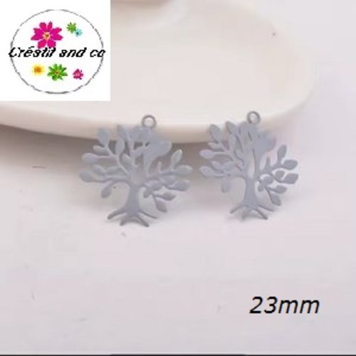 Breloque estampe arbre gris 23mm