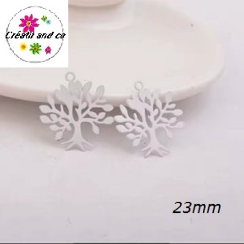 Breloque estampe arbre blanc 23mm