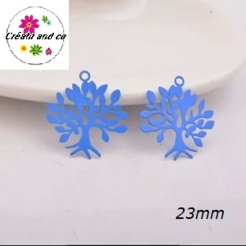 Breloque estampe arbre bleu 23mm