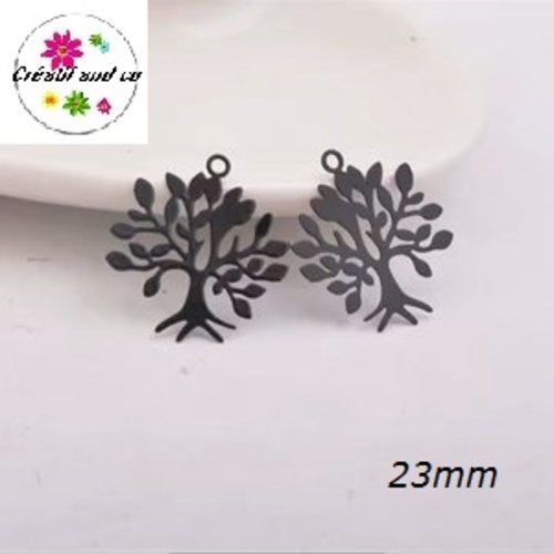 Breloque estampe arbre noir  23mm