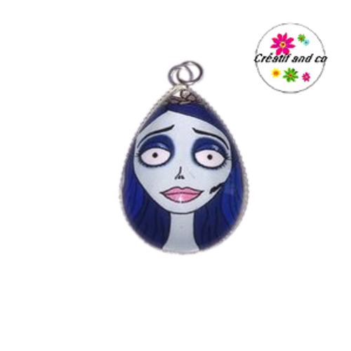 Pendentif cabochon goutte visage abstrait femme