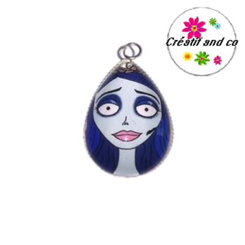 Pendentif cabochon goutte visage abstrait femme
