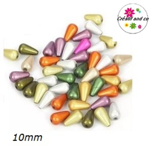 X10 perles magiques goutte mix couleur 10mm