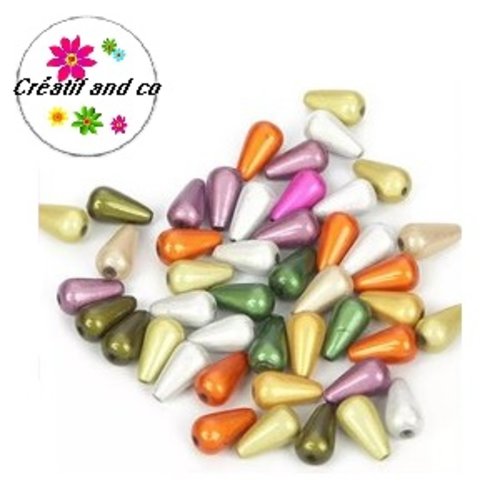 X10 perles magiques goutte mix couleur 10x6mm