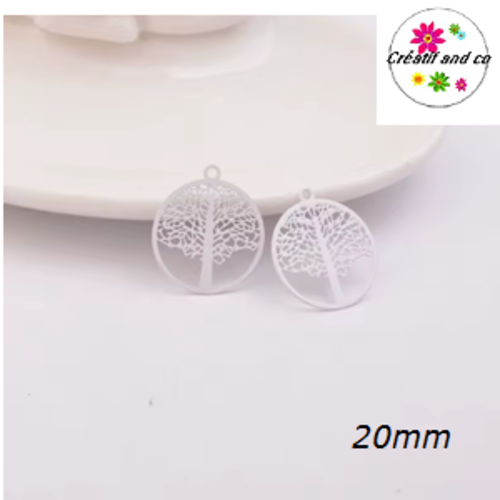 Breloque estampe arbre de vie blanc 20mm