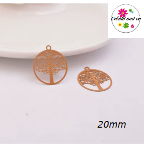 Breloque estampe arbre de vie camel  20mm