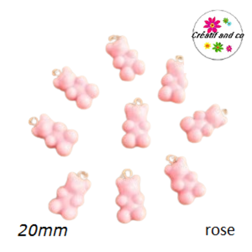 Breloque ourson rose