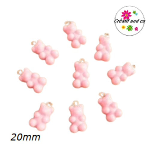 Breloque ourson rose