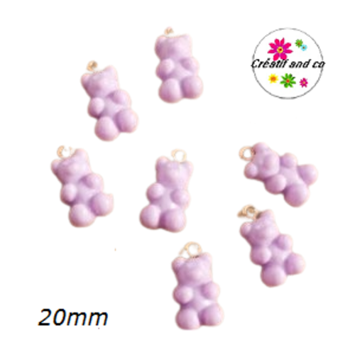 Breloque ourson parme