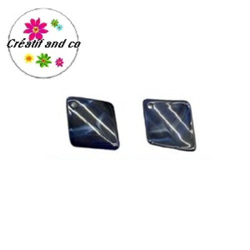 X2 perles acrylique forme diamant bleu nuit 30mm