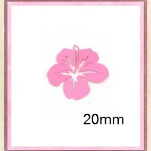 Breloque estampe fleur hibiscus rose 20mm