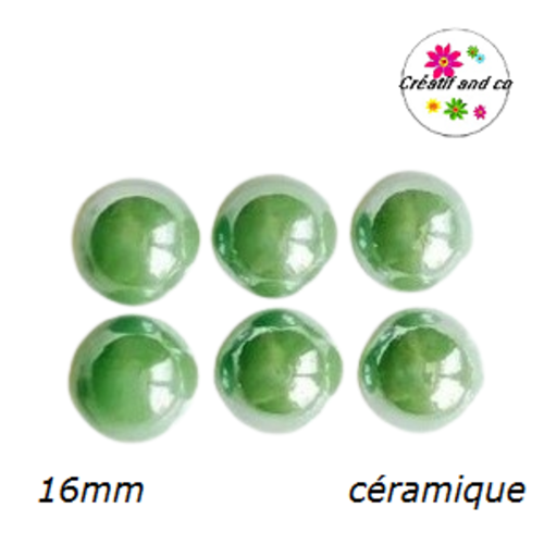 Cabochon dôme céramique vert 16mm
