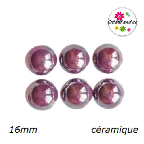Cabochon dôme céramique marron 16mm