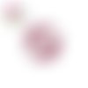 Bouton pression fleur métal émail rose et strass