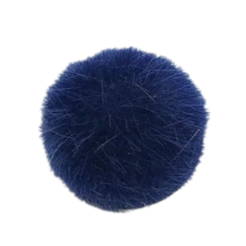 Bouton pression boule de fourrure synthétique bleu roi