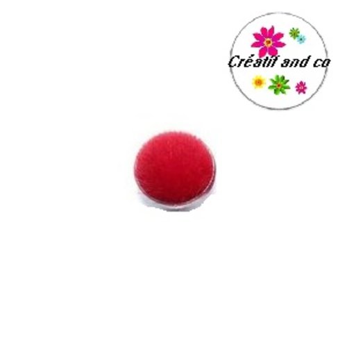 Bouton pression boule de fourrure synthétique rouge