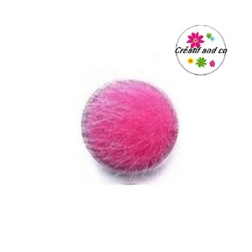 Bouton pression boule de fourrure synthétique fuchsia