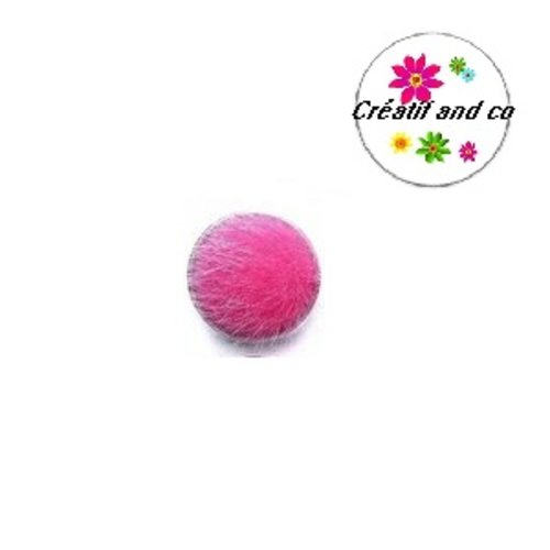 Bouton pression boule de fourrure synthétique fuchsia