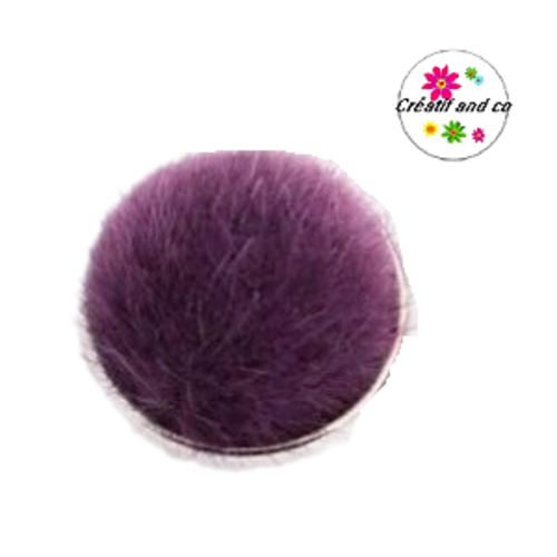 Bouton pression boule de fourrure synthétique mauve