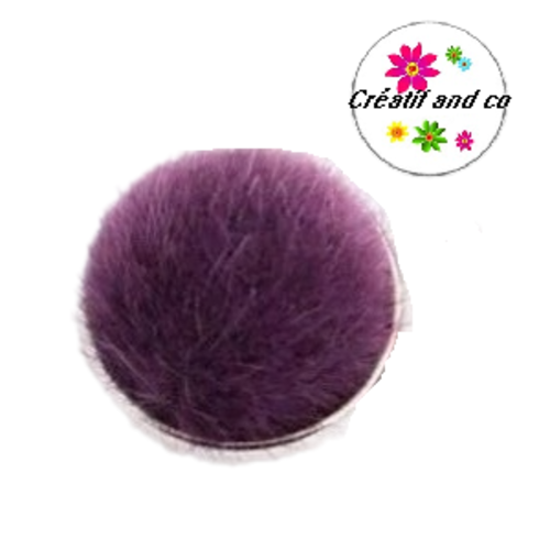 Bouton pression boule de fourrure synthétique mauve
