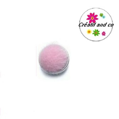 Bouton pression boule de fourrure synthétique rose