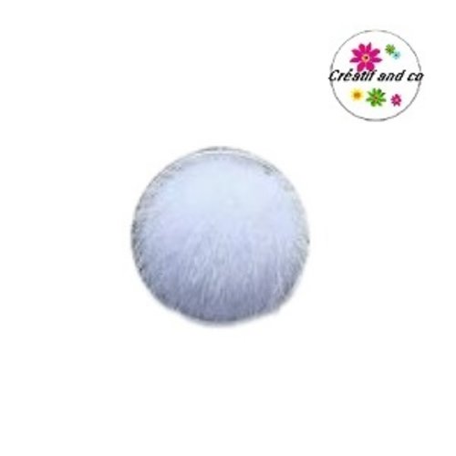 Bouton pression boule de fourrure synthétique blanc
